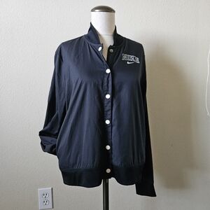 Nike Back Print Nylon Varsity Jacket Black  M